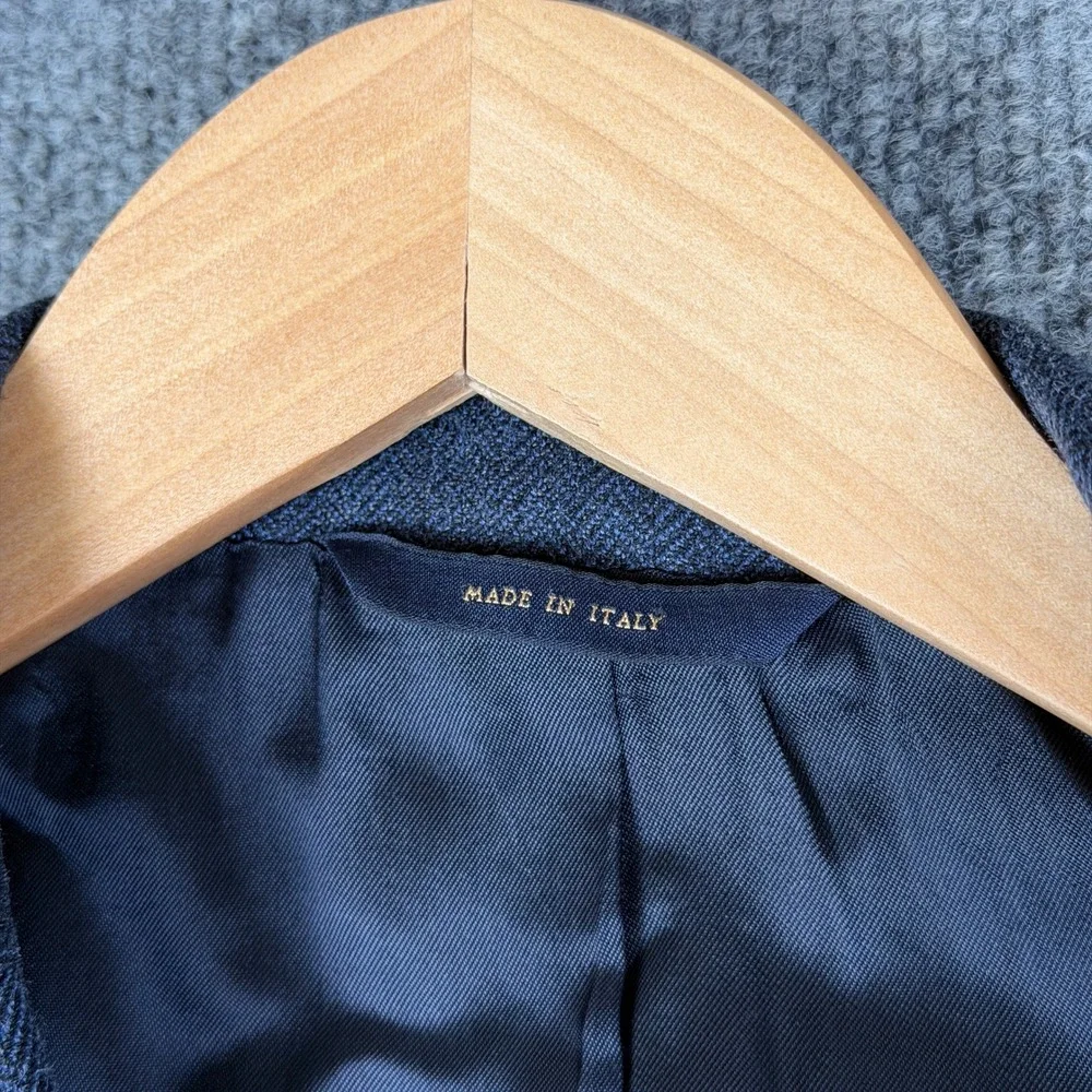 Brooks Brothers Blazer Mens 42R Blue Herringbone Silk Wool Linen Blend Jacket